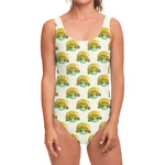 Watercolor Turtle Pattern Print One Piece Swimsuit