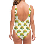 Watercolor Turtle Pattern Print One Piece Swimsuit