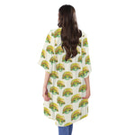 Watercolor Turtle Pattern Print Open Front Beach Cover Up