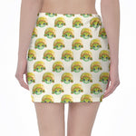 Watercolor Turtle Pattern Print Pencil Mini Skirt