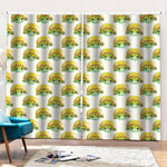 Watercolor Turtle Pattern Print Pencil Pleat Curtains