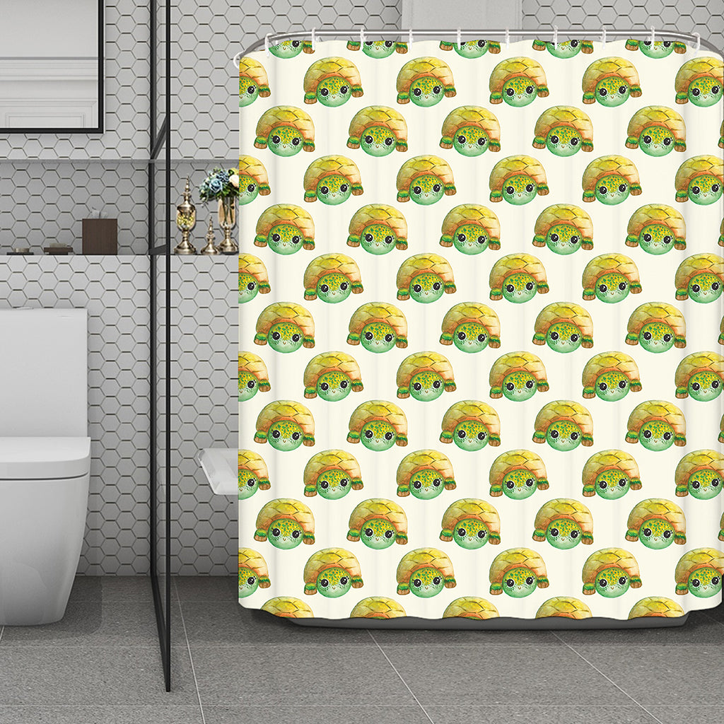 Watercolor Turtle Pattern Print Polyester Shower Curtain