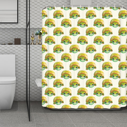 Watercolor Turtle Pattern Print Polyester Shower Curtain