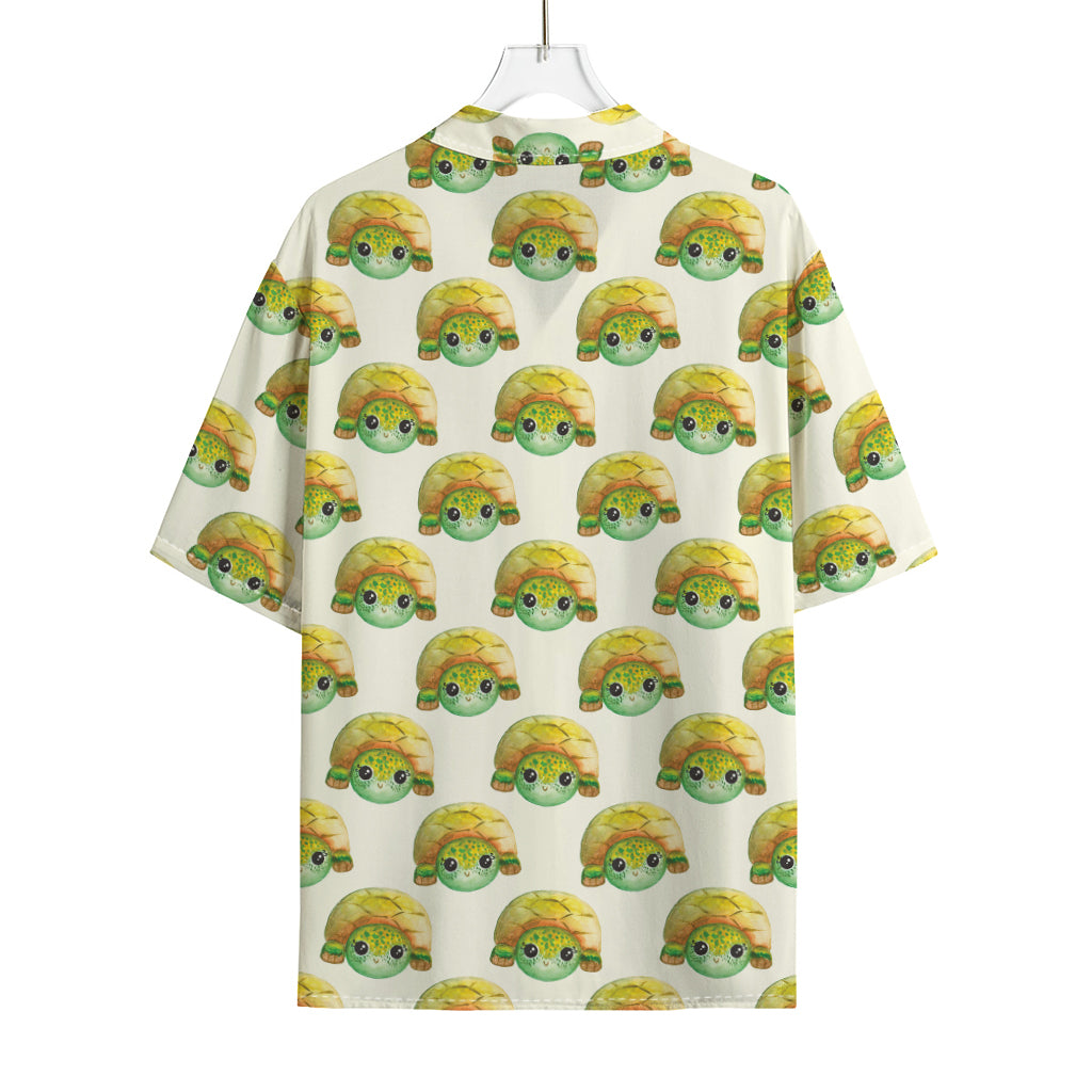 Watercolor Turtle Pattern Print Rayon Hawaiian Shirt