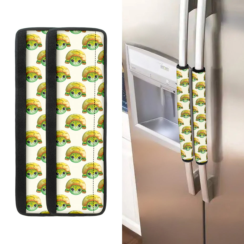 Watercolor Turtle Pattern Print Refrigerator Handle Covers
