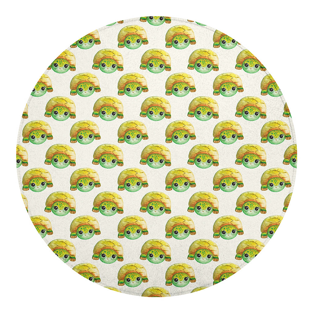 Watercolor Turtle Pattern Print Round Blanket