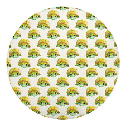 Watercolor Turtle Pattern Print Round Blanket
