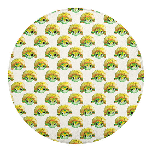 Watercolor Turtle Pattern Print Round Blanket