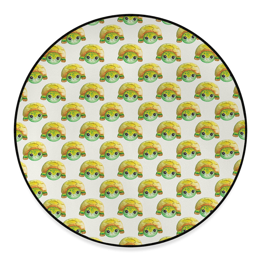 Watercolor Turtle Pattern Print Round Floor Mat