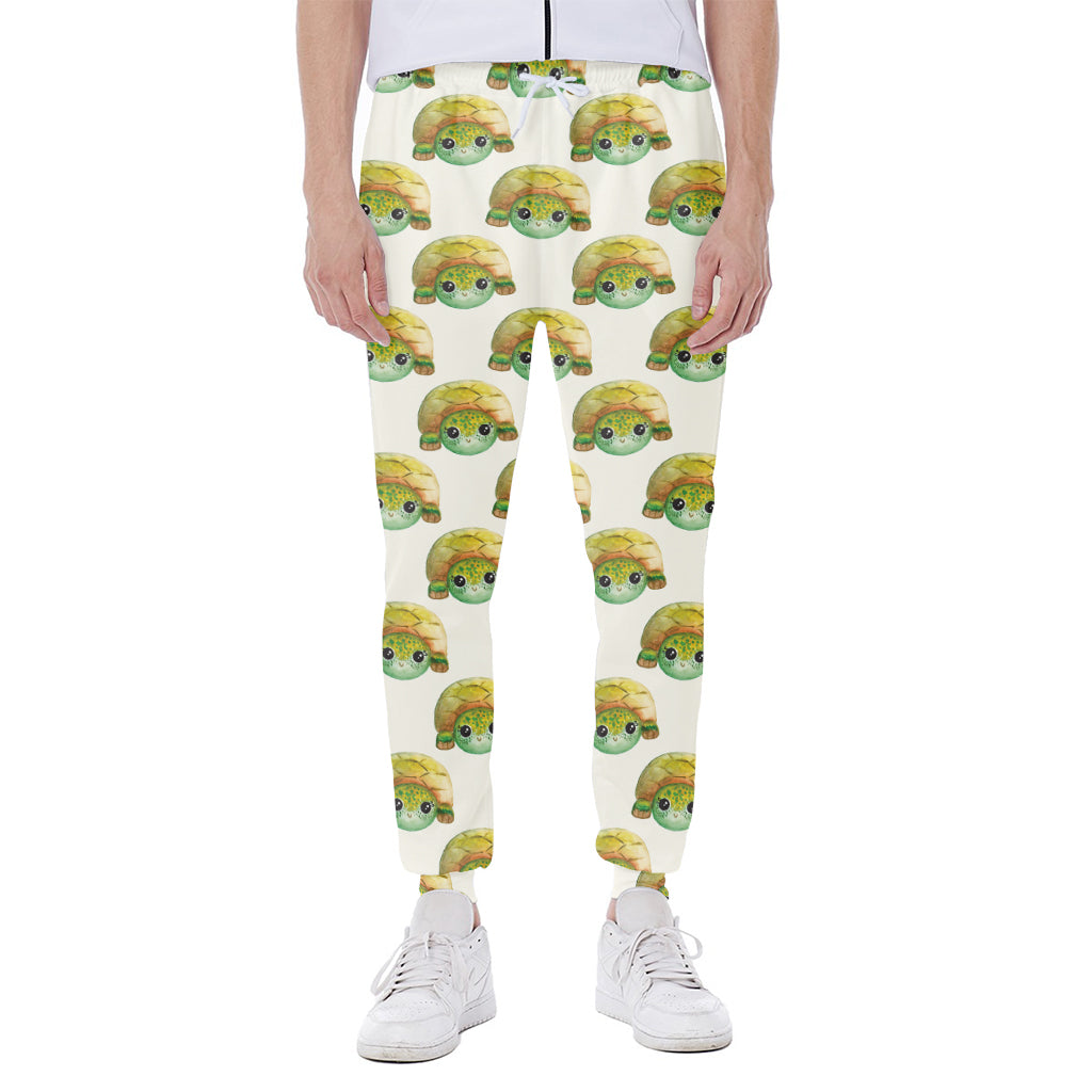 Watercolor Turtle Pattern Print Scuba Joggers