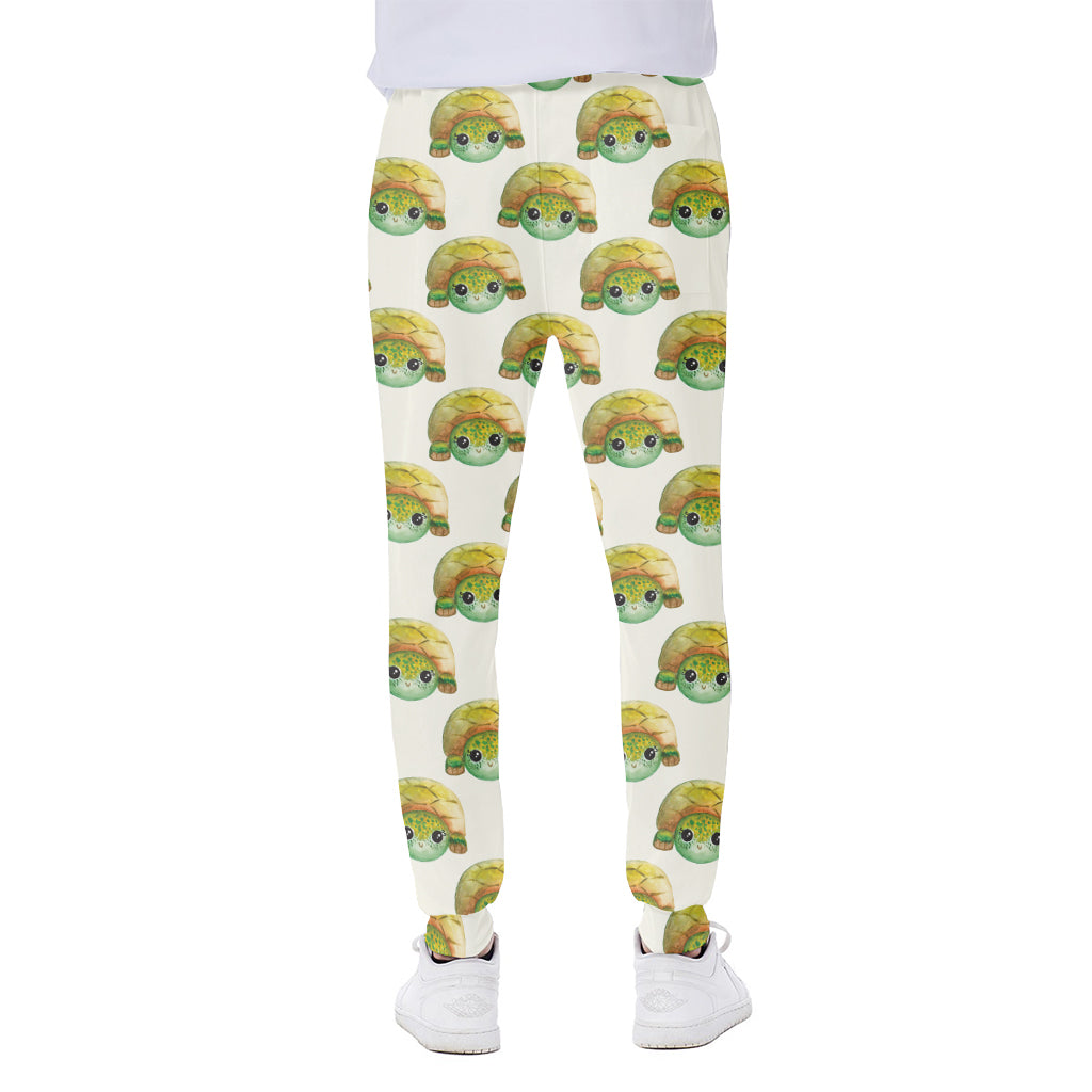 Watercolor Turtle Pattern Print Scuba Joggers