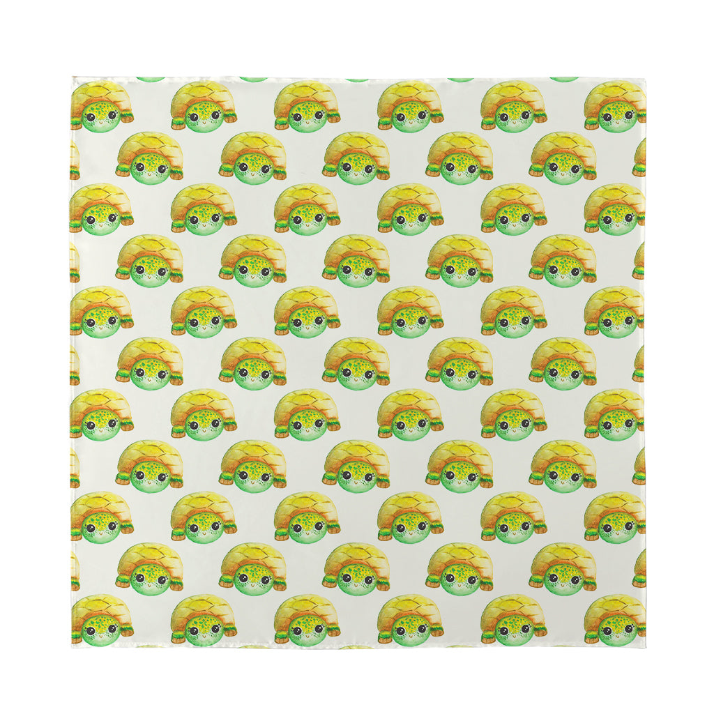 Watercolor Turtle Pattern Print Silk Bandana