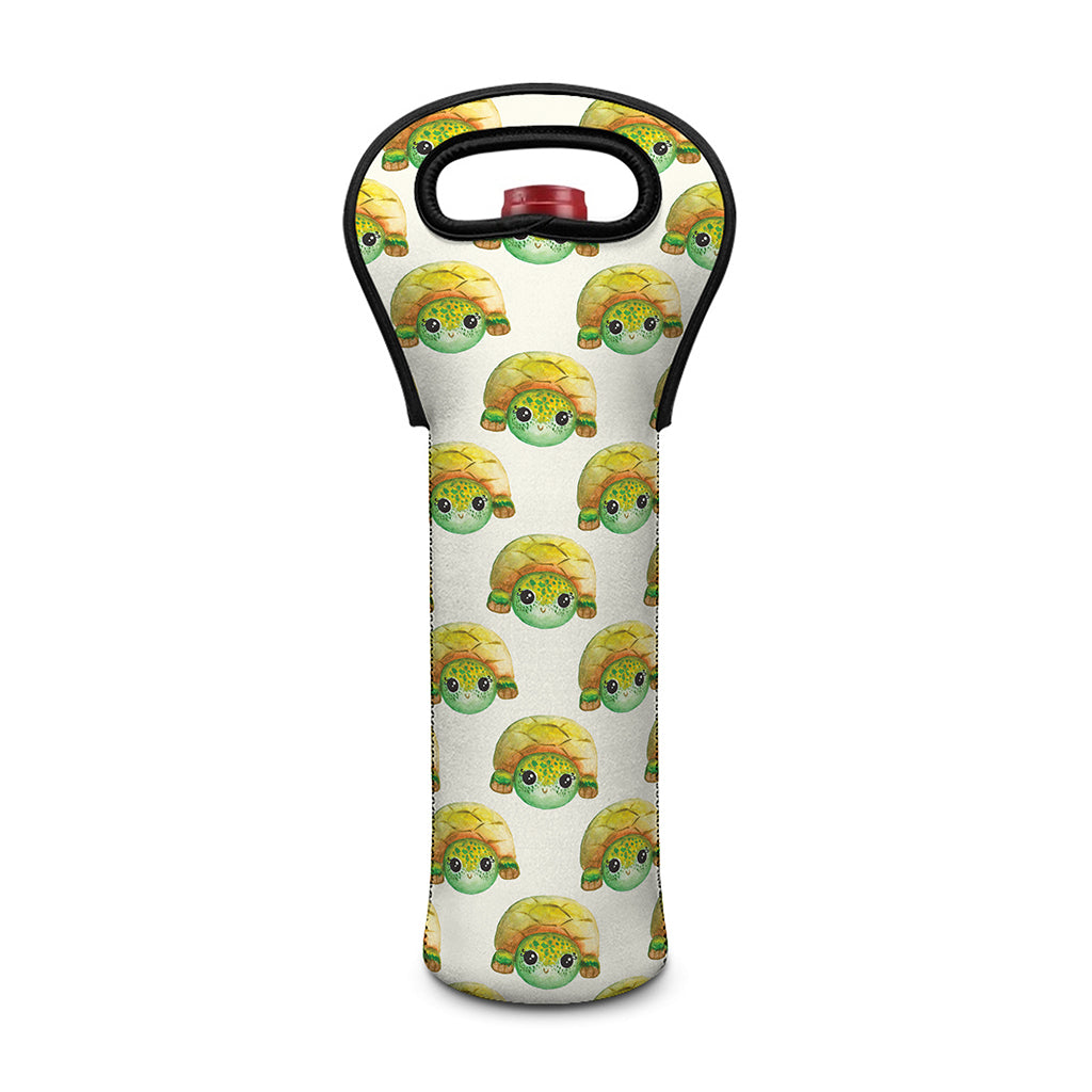 Watercolor Turtle Pattern Print Single Neoprene Wine Tote