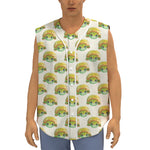 Watercolor Turtle Pattern Print Sleeveless Baseball Jersey