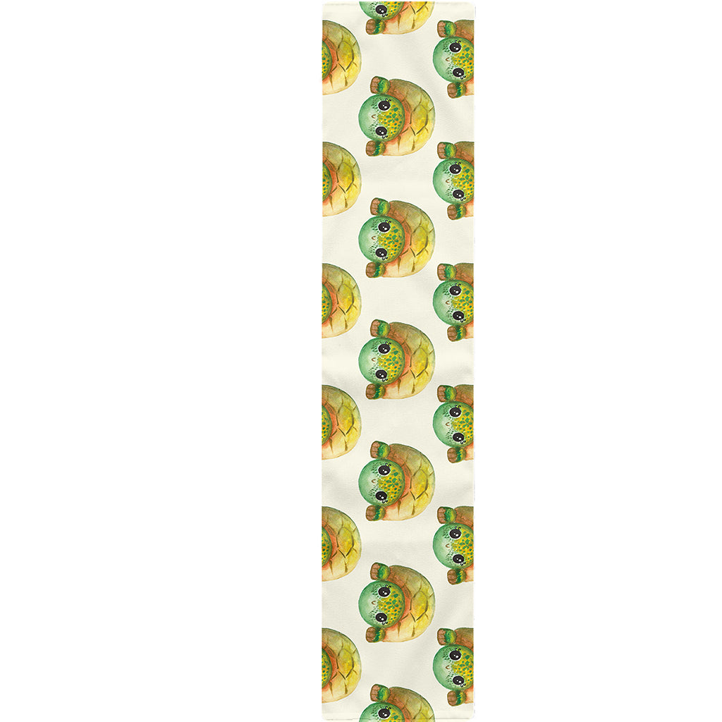 Watercolor Turtle Pattern Print Table Runner