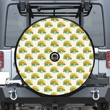 Watercolor Turtle Pattern Print Tire Cover With Camera Hole
