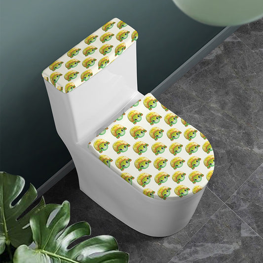 Watercolor Turtle Pattern Print Toilet Lid And Tank Cover Set