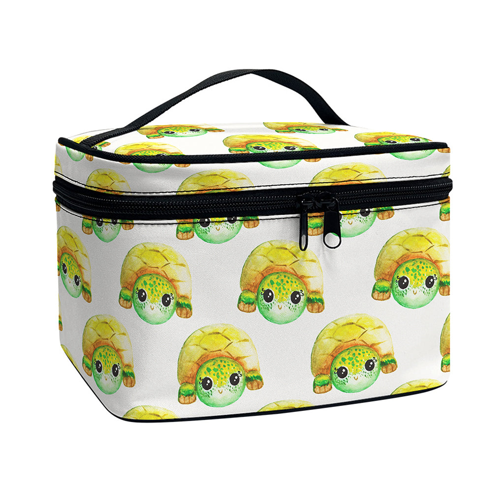 Watercolor Turtle Pattern Print Travel Makeup Bag