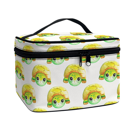 Watercolor Turtle Pattern Print Travel Makeup Bag