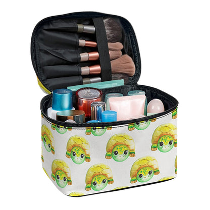 Watercolor Turtle Pattern Print Travel Makeup Bag