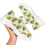 Watercolor Turtle Pattern Print White Chunky Shoes