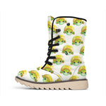 Watercolor Turtle Pattern Print Winter Boots