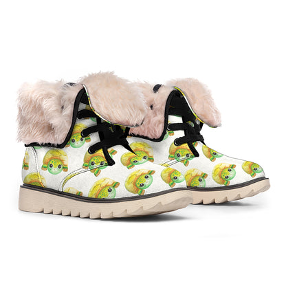 Watercolor Turtle Pattern Print Winter Boots