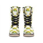 Watercolor Turtle Pattern Print Winter Boots