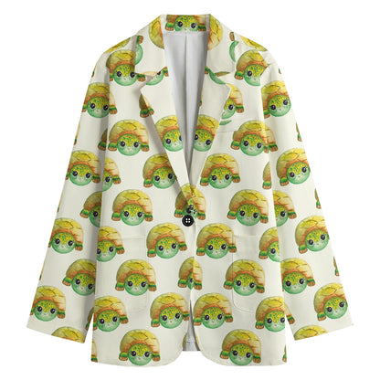 Watercolor Turtle Pattern Print Women's Blazer