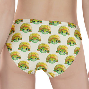 Watercolor Turtle Pattern Print Women's Panties