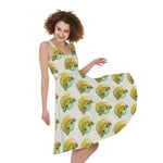 Watercolor Turtle Pattern Print Women's Sleeveless Dress