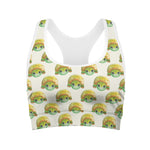 Watercolor Turtle Pattern Print Women's Sports Bra