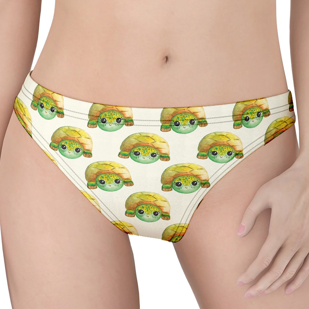 Watercolor Turtle Pattern Print Women's Thong