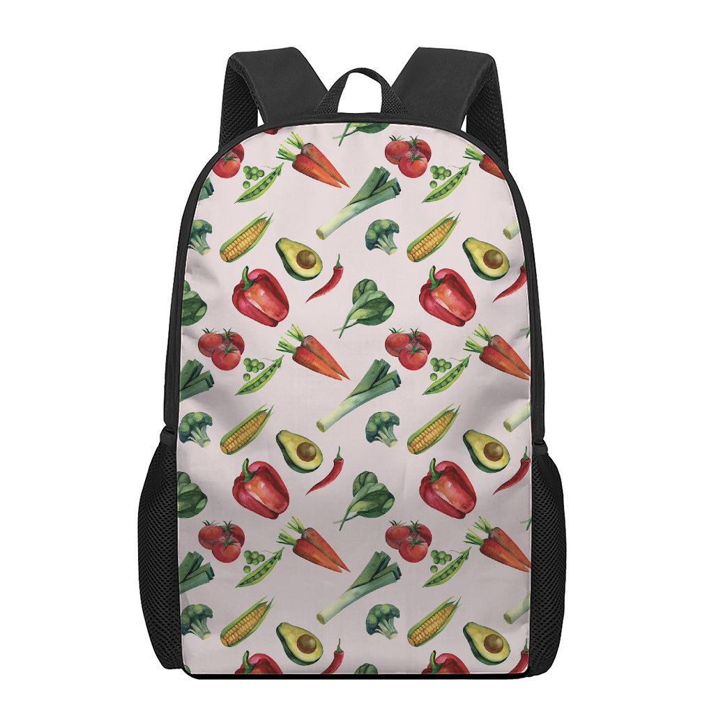 Watercolor Vegan Pattern Print 17 Inch Backpack
