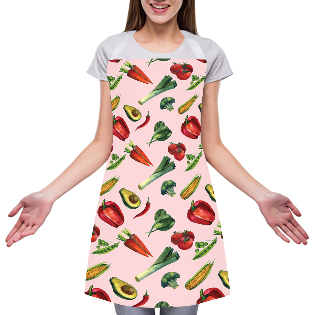 Watercolor Vegan Pattern Print Adjustable Apron