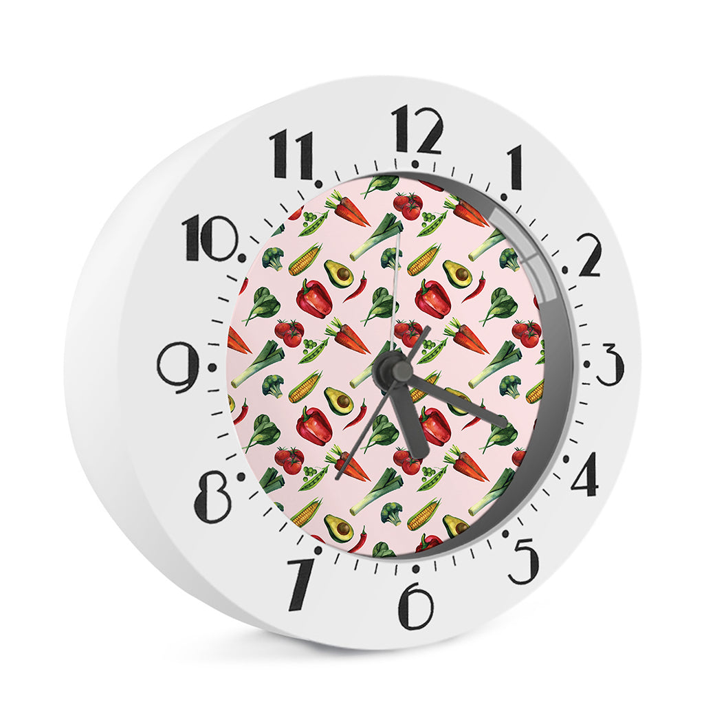 Watercolor Vegan Pattern Print Alarm Clock
