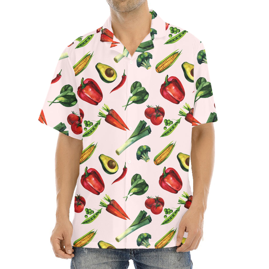 Watercolor Vegan Pattern Print Aloha Shirt