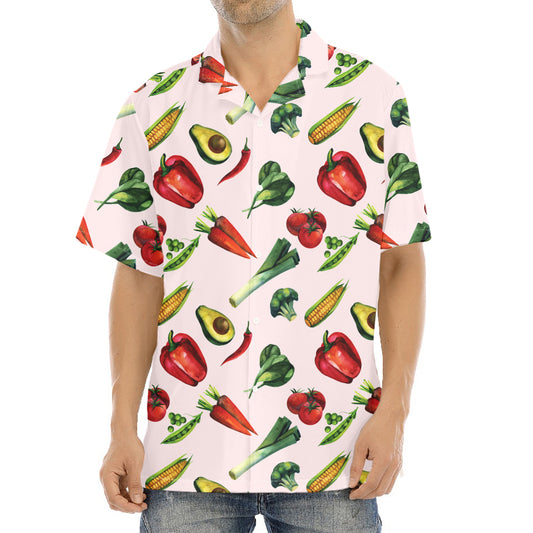 Watercolor Vegan Pattern Print Aloha Shirt