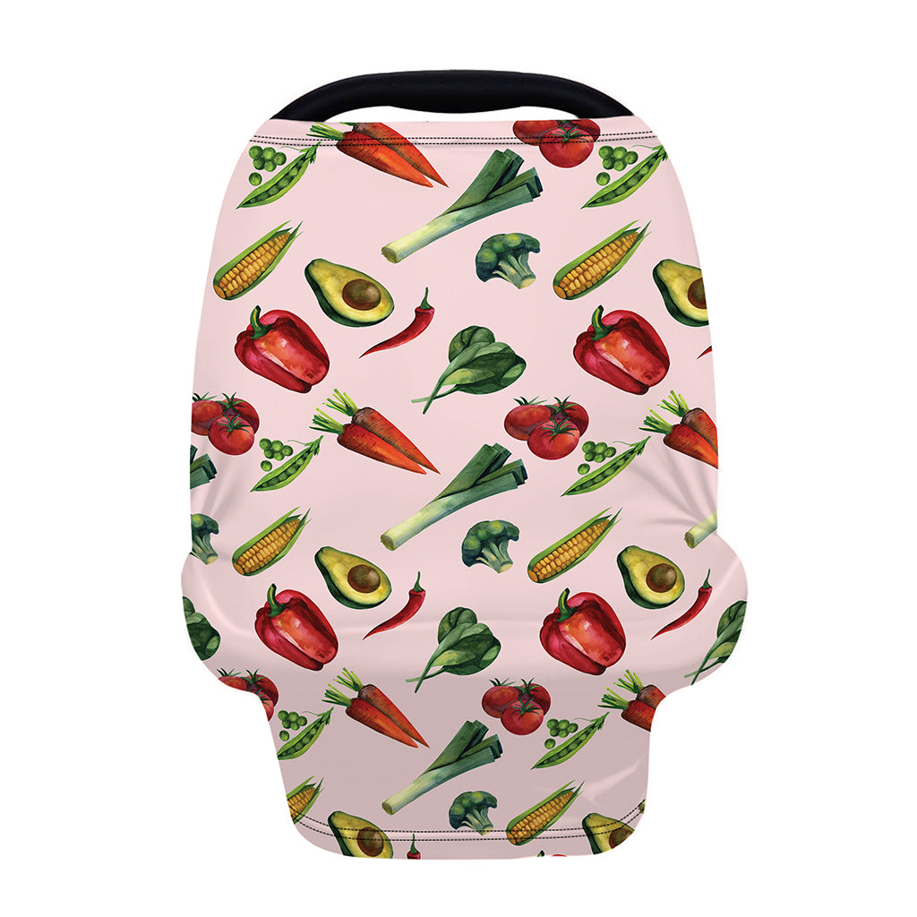 Watercolor Vegan Pattern Print Baby Seat Cover