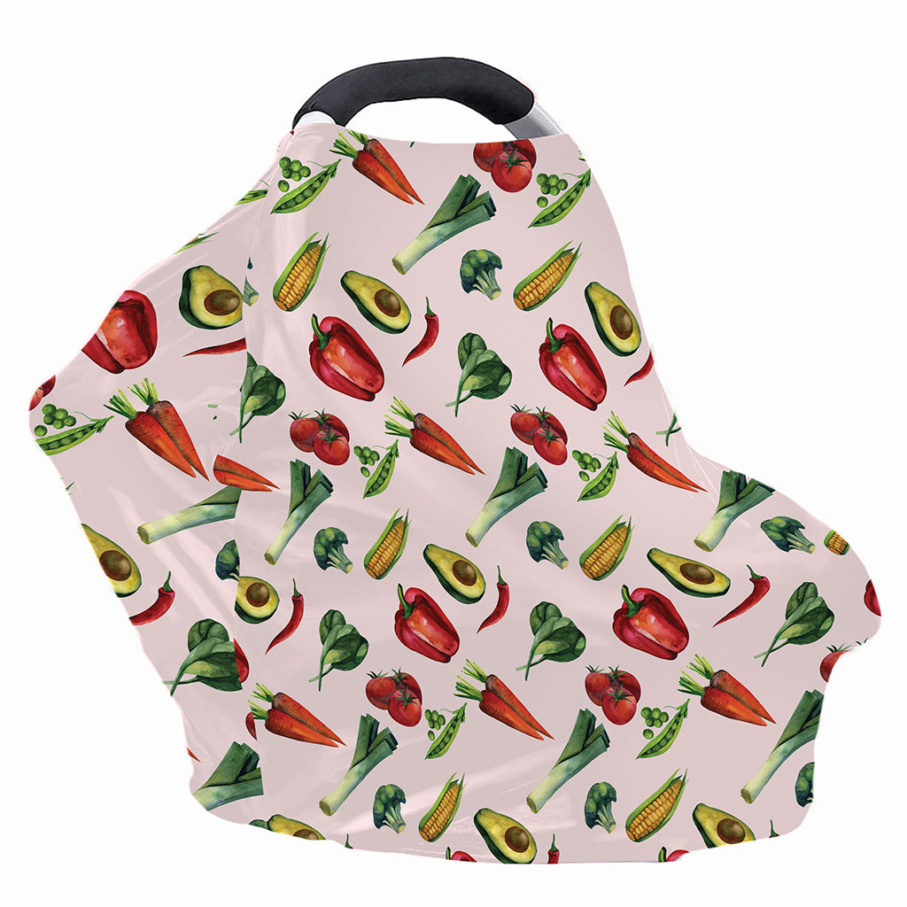 Watercolor Vegan Pattern Print Baby Seat Cover