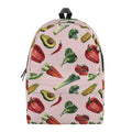 Watercolor Vegan Pattern Print School Backpack
