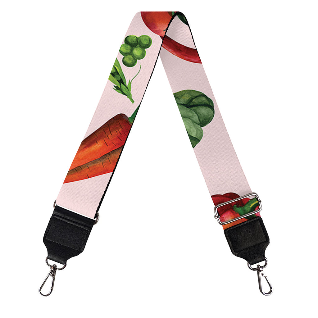 Watercolor Vegan Pattern Print Bag Strap