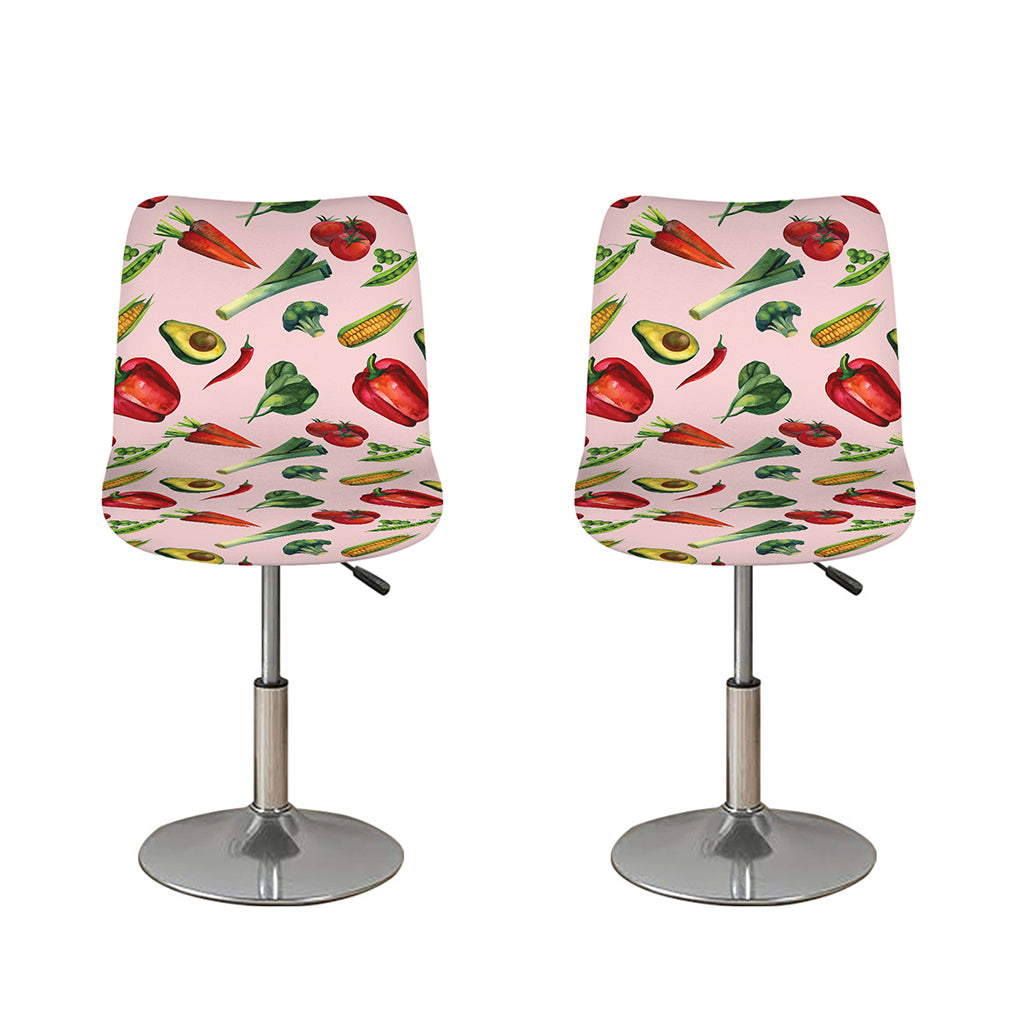 Watercolor Vegan Pattern Print Bar Stool Covers