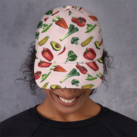 Watercolor Vegan Pattern Print Baseball Cap