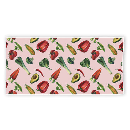 Watercolor Vegan Pattern Print Beach Towel
