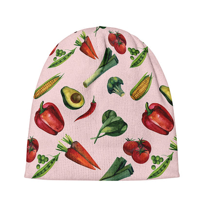 Watercolor Vegan Pattern Print Beanie