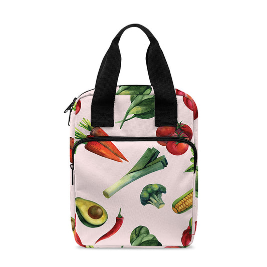 Watercolor Vegan Pattern Print Bible Tote Bag