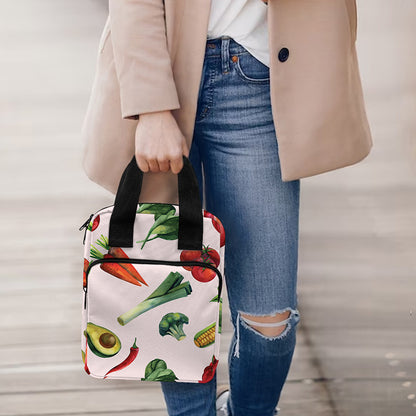 Watercolor Vegan Pattern Print Bible Tote Bag