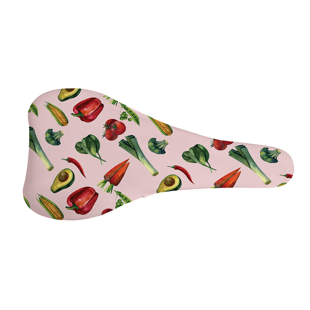 Watercolor Vegan Pattern Print Bicycle Seat Cover