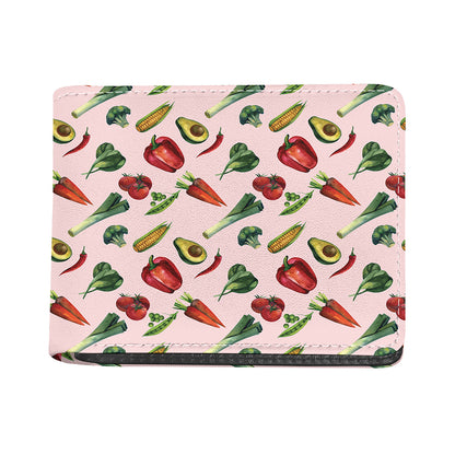 Watercolor Vegan Pattern Print Bifold Wallet
